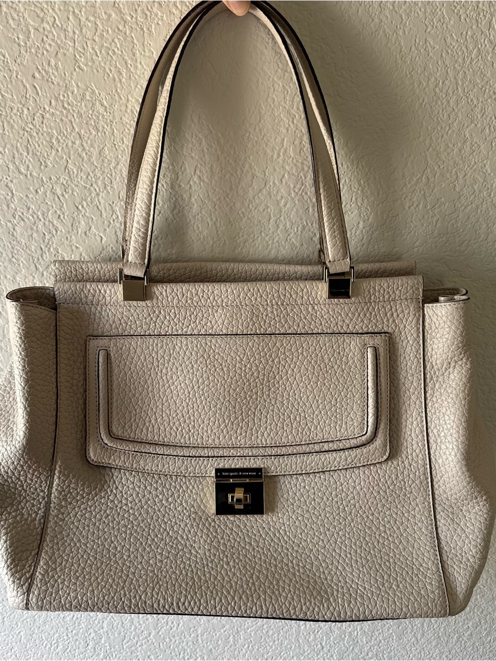 Kate Spade Everett Way Thatcher Large pebbled Leather Beige Tote bag